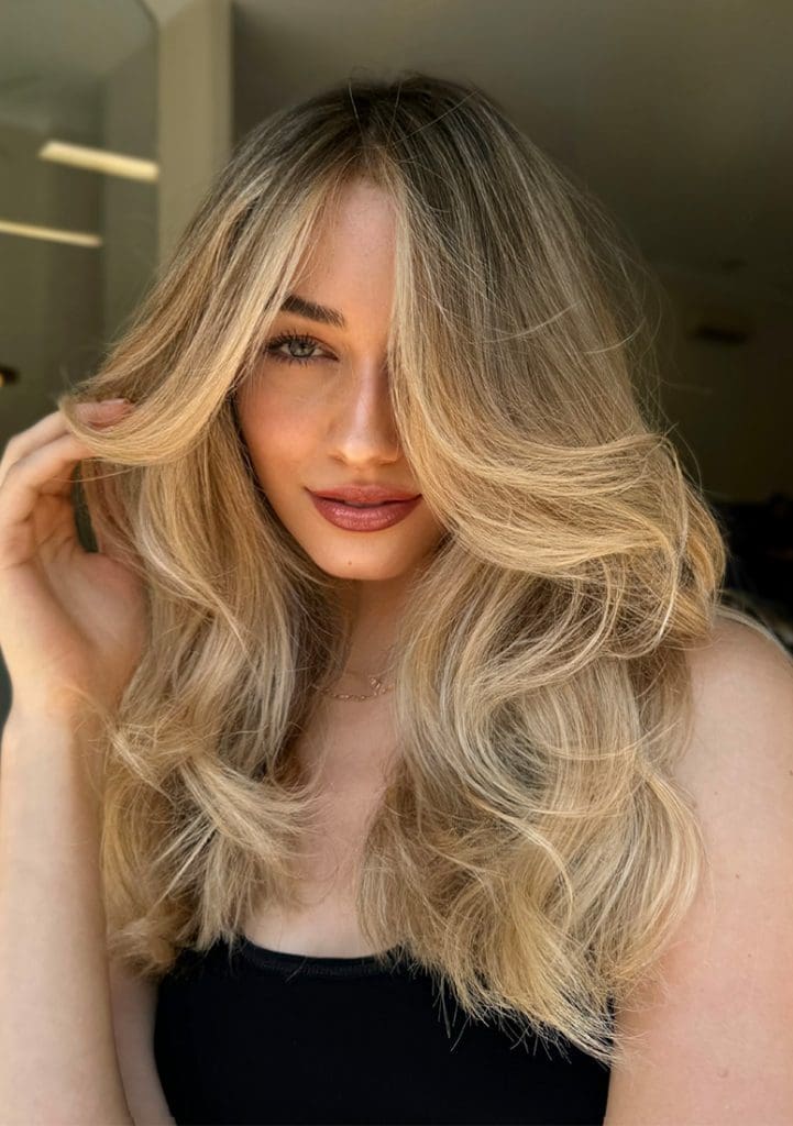 Warm brunette balayage colour